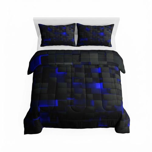 Neon Geometric Checkered Comforter Set