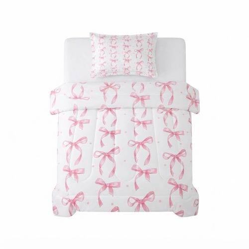 Pink Bow Twin Comforter Set